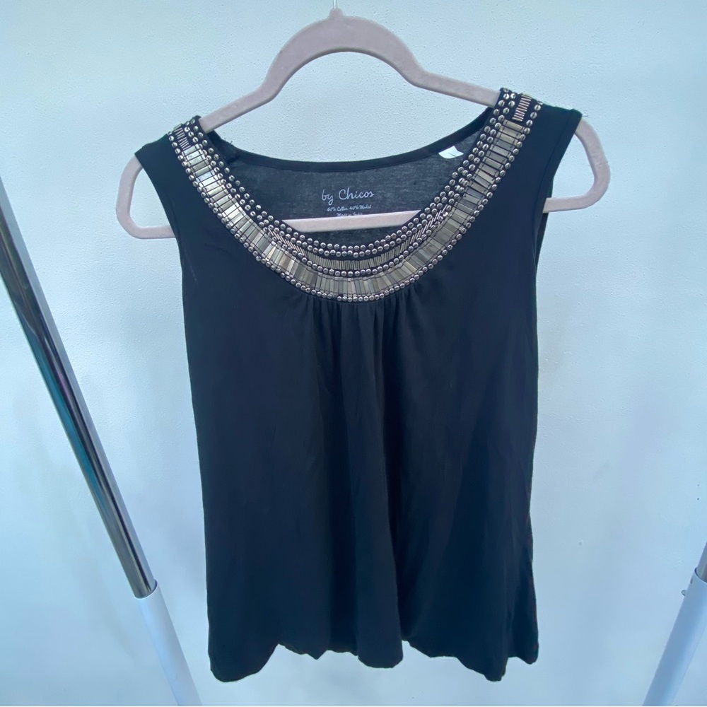 Y2K Indie Sleeze Black Pewter Metal Tank Top Size Large